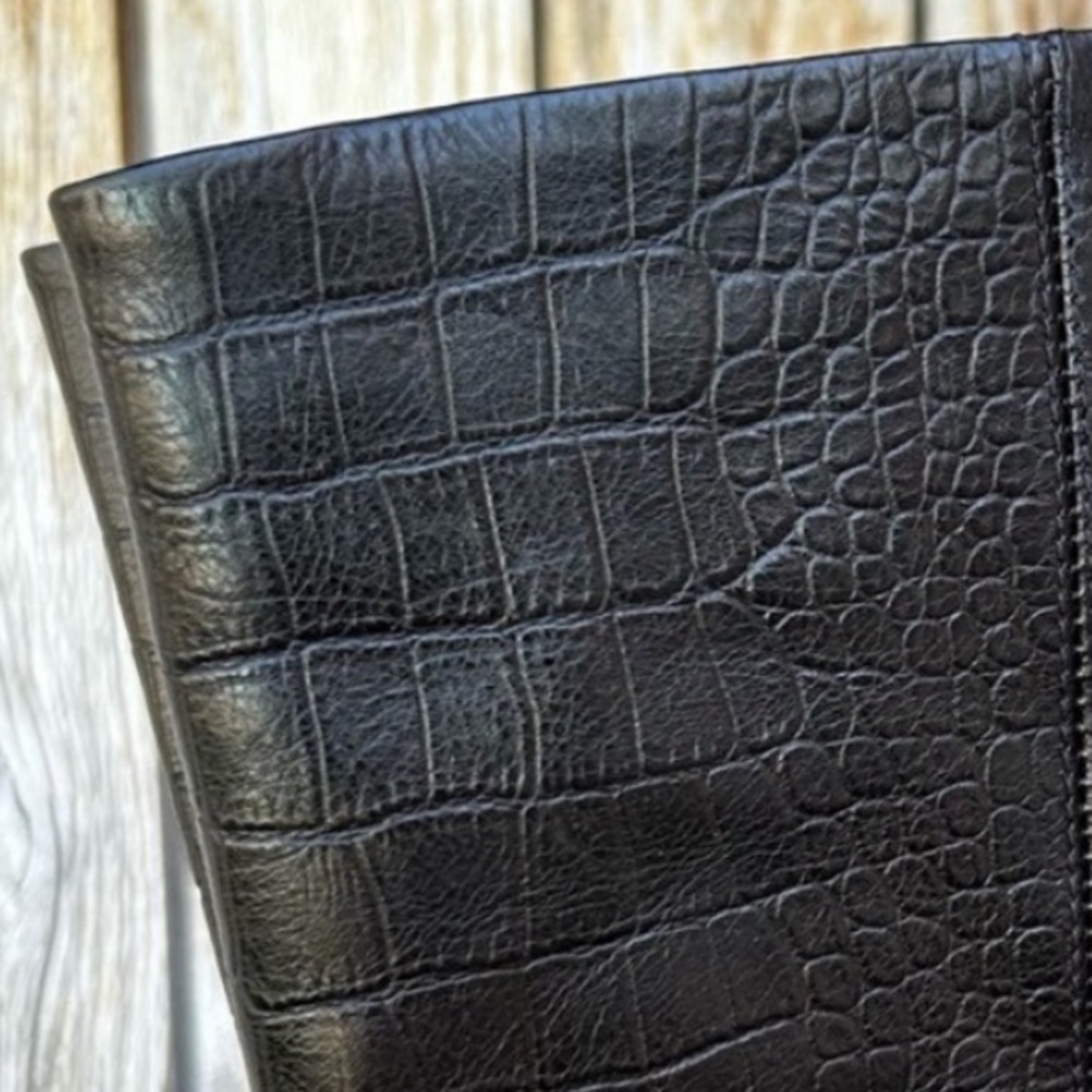 New Free People Grayson Tall Boot Leather Croc Print Black 37.5 - Picture 15 of 16